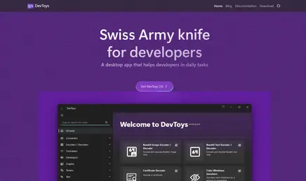 Screenshot of the DevToys website
